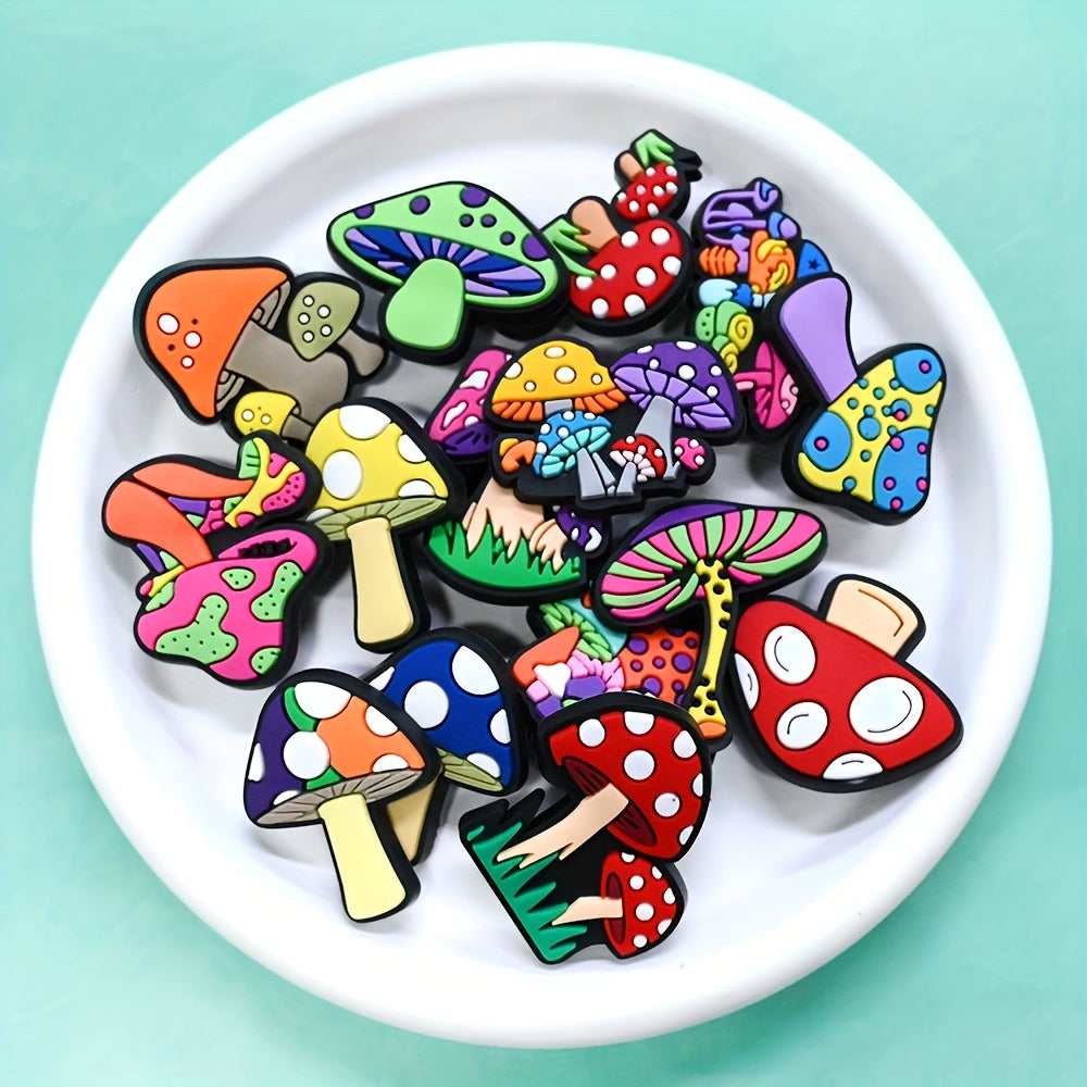 15Pcs Mushroom Plant Shoe Charms for Sandals Decoration Plastic Accessories