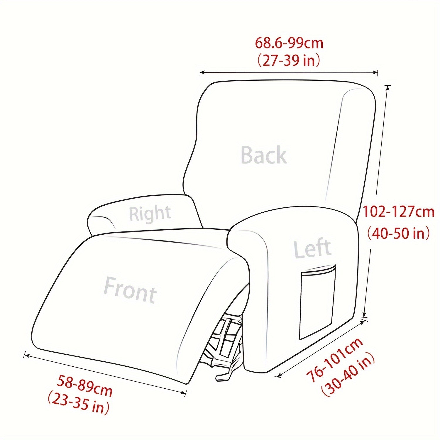 Waterproof Stretchable Recliner Chair Cover Set of 4 All Seasons Skin-Friendly Machine Washable