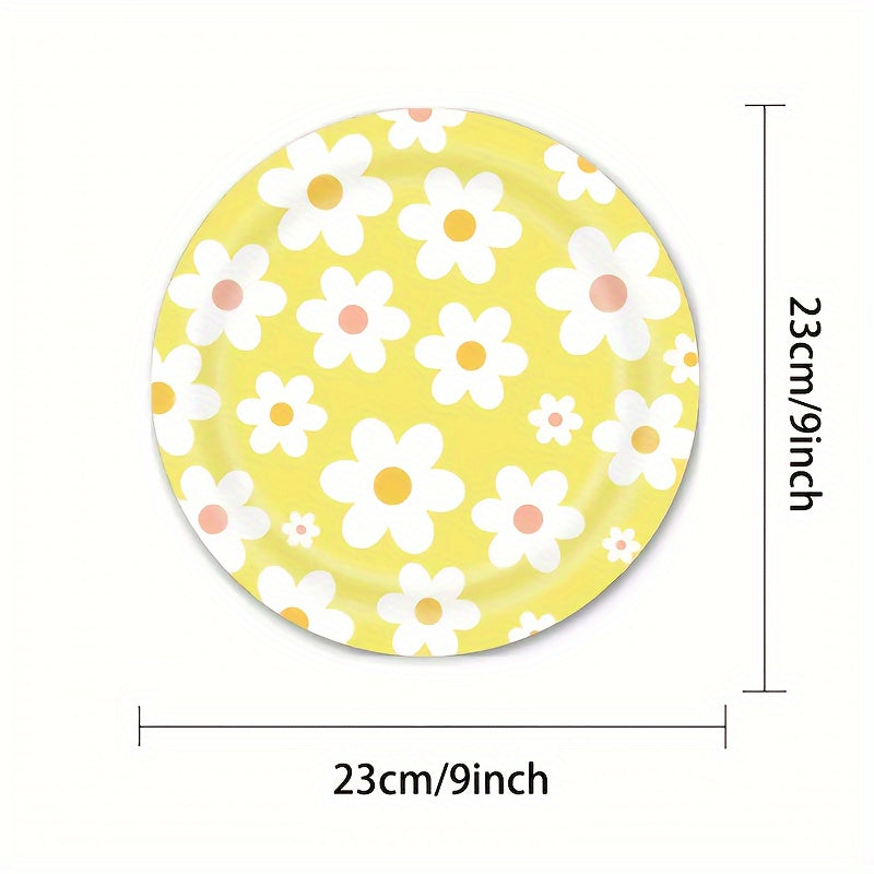 Bir martalik Daisy mavzusidagi kechki ovqat uchun to'plam 10 ta idishlar, chashka, salfetkalar, partiyaga mo'ljallangan bezaklar