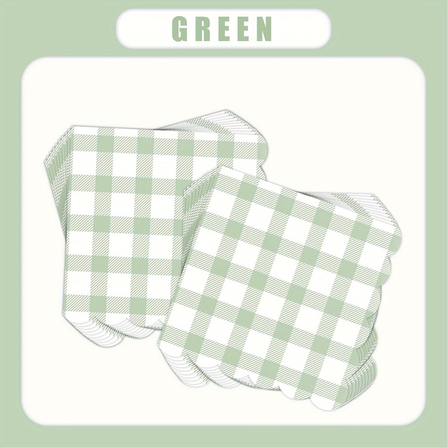 Servilletas desechables de cuadros verdes de 12.7cm para fiestas de verano, picnics y eventos
