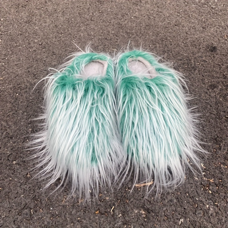 Ayollar uchun sun'iy junli uy ichki shippaklar, yumshoq mato oyoq kiyimlari bilan qulay va issiq