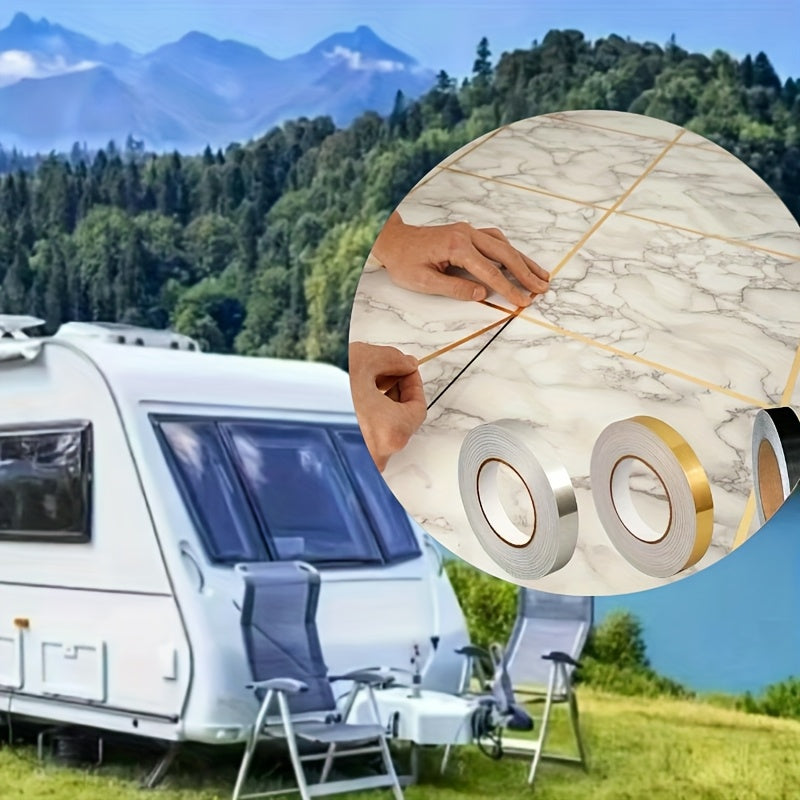 50m RV Bathroom Brushed Golden Silvery Floor Edging Wall Stickers Waterproof Trim