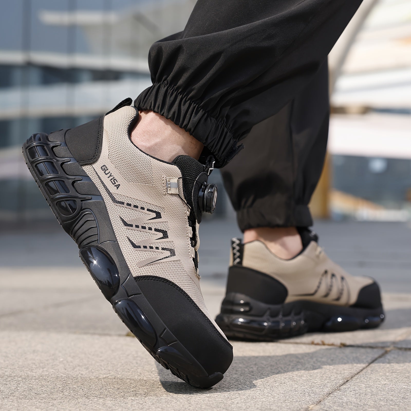 Women Steel Toe Safety Work Shoes Breathable Mesh Anti-Smash Puncture Black Beige