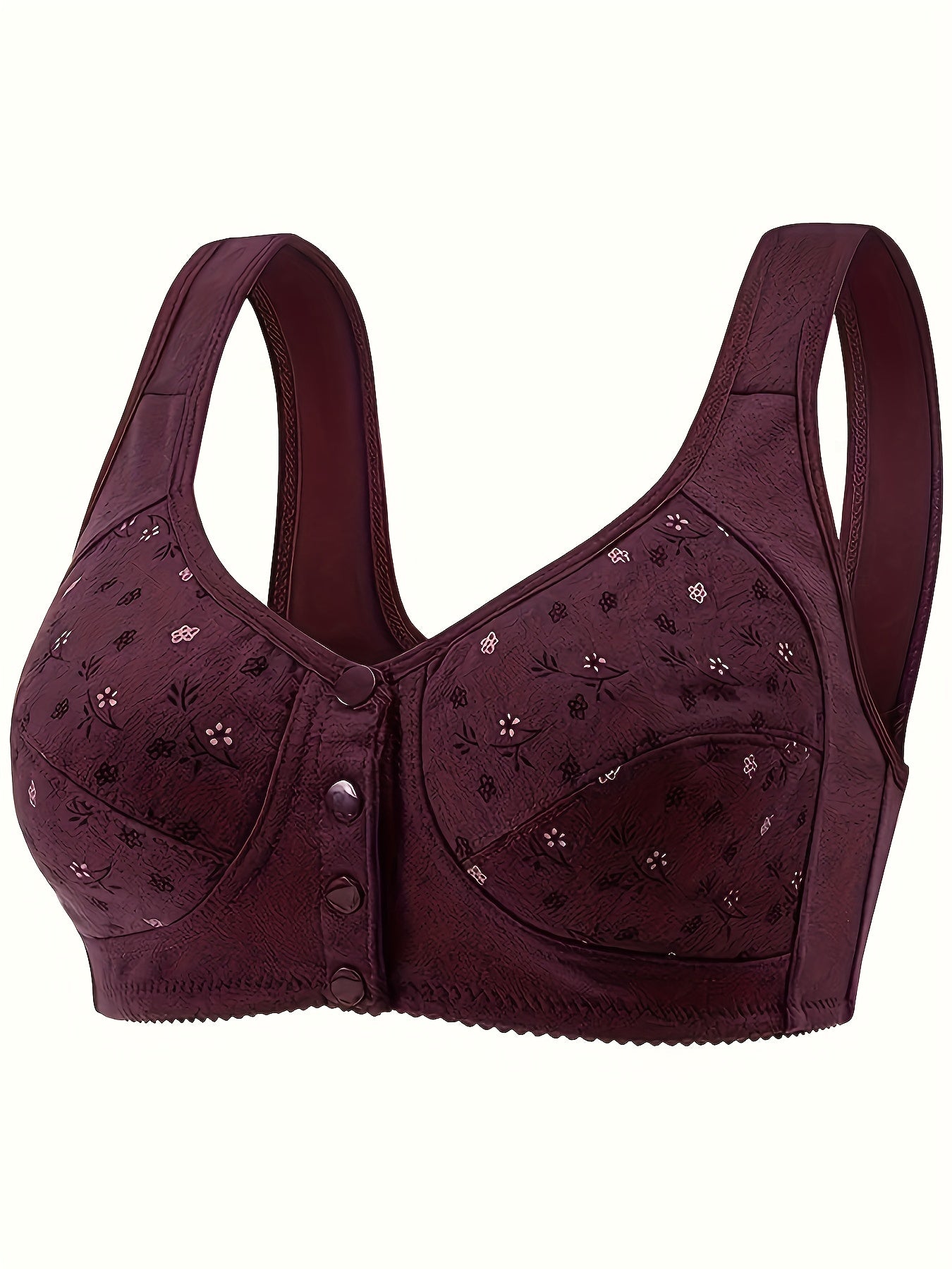 Women's Floral Printed Wireless Bra Breathable Comfortable Lingerie