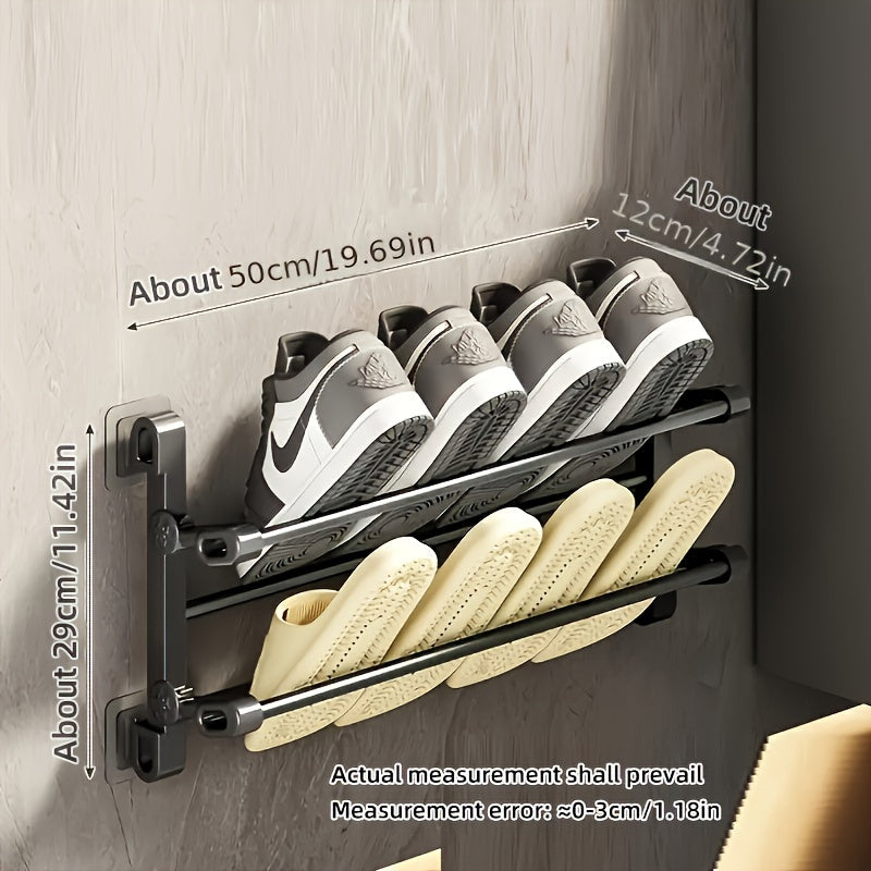 Kichik devorga o'rnatiladigan poyabzal tokchasi, burg'ulash talab qilinmaydi, uyda foydalanish uchun mo'ljallangan, turli xonalar va talabalar yotoqxonalari uchun ideal.