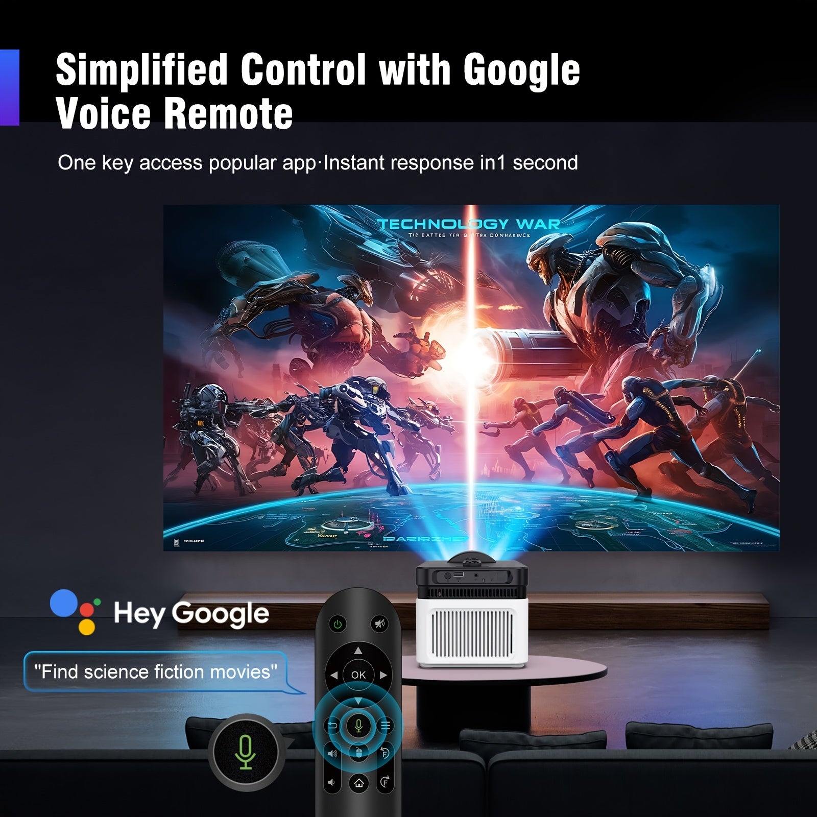 Ultra Short Throw Android 11 Projector 1080P 8K WiFi6 Auto Focus Home Theater