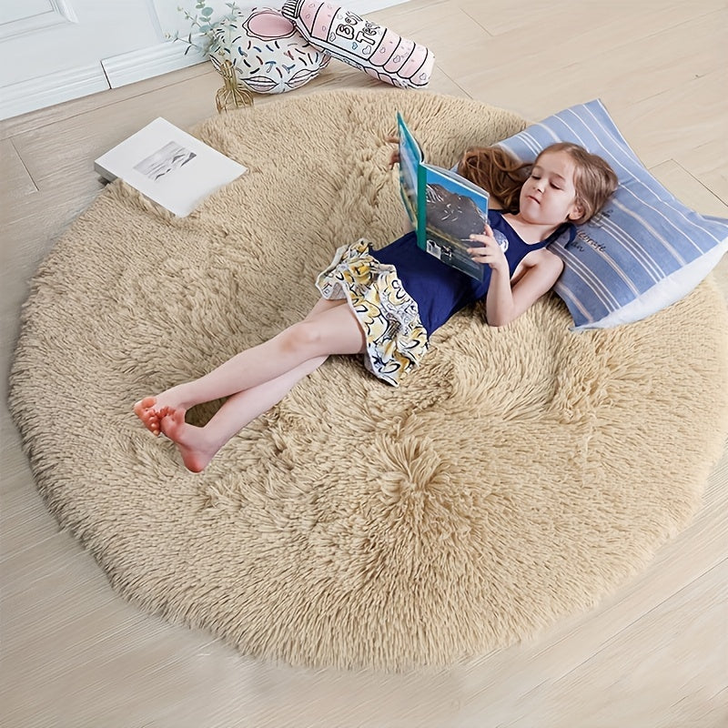 Круглый большой ультрамягкий плюшевый ковер - нескользящий и водонепроницаемый ворсистый коврик для гостиной, спальни, детской, игровой комнаты и общежития. Идеальное украшение комнаты для подростка - Декор комнаты (10,16 см X 10,16 см)