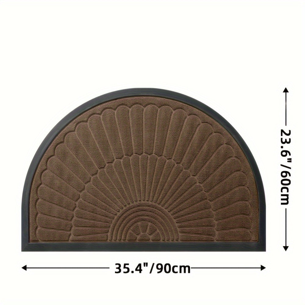 Half Circle Polyester Doormat for Indoor Outdoor Entryways Balcony Patio Garage Office