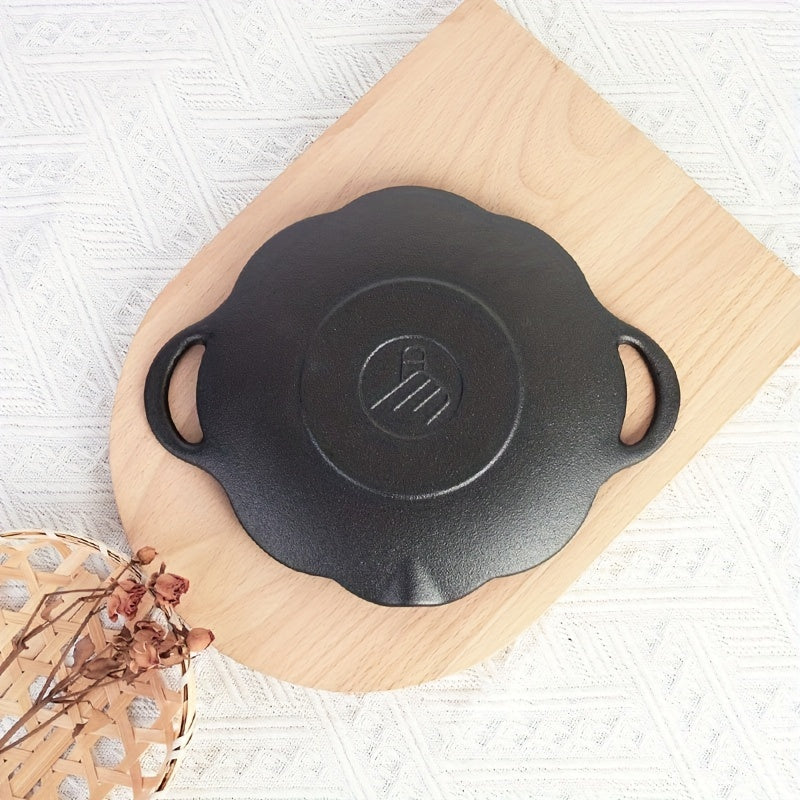 Round Cast Iron Grill Pan for Outdoor Camping & BBQ