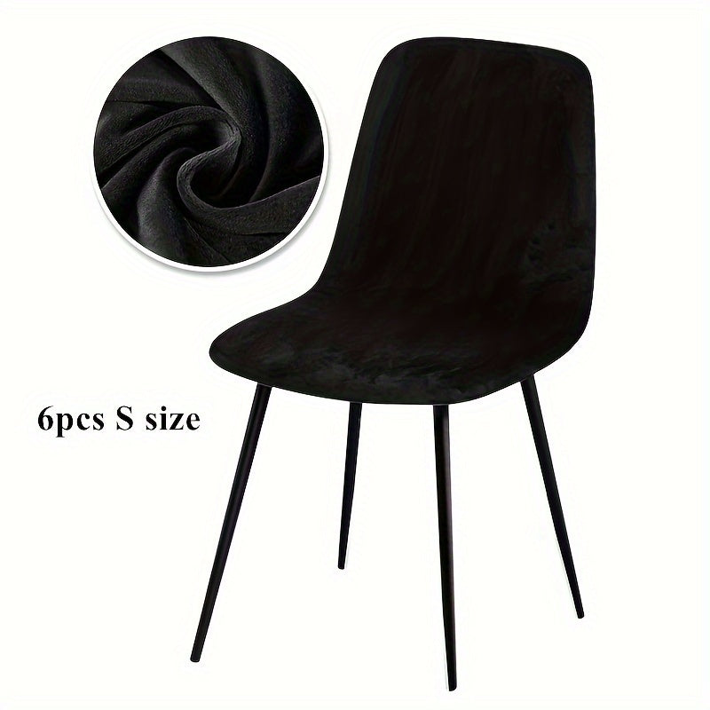 Velvet Arc-Shaped Short Back Chair Slipcover for Dining and Home Office