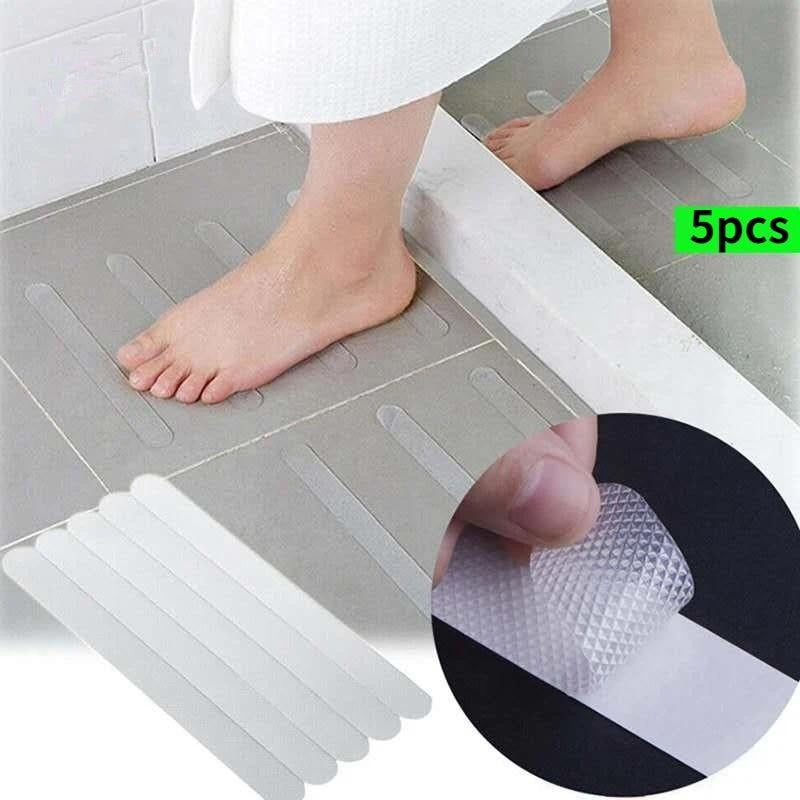 Set of 5 Clear Anti-Slip Strips for Bathtubs Showers Stairs Floors