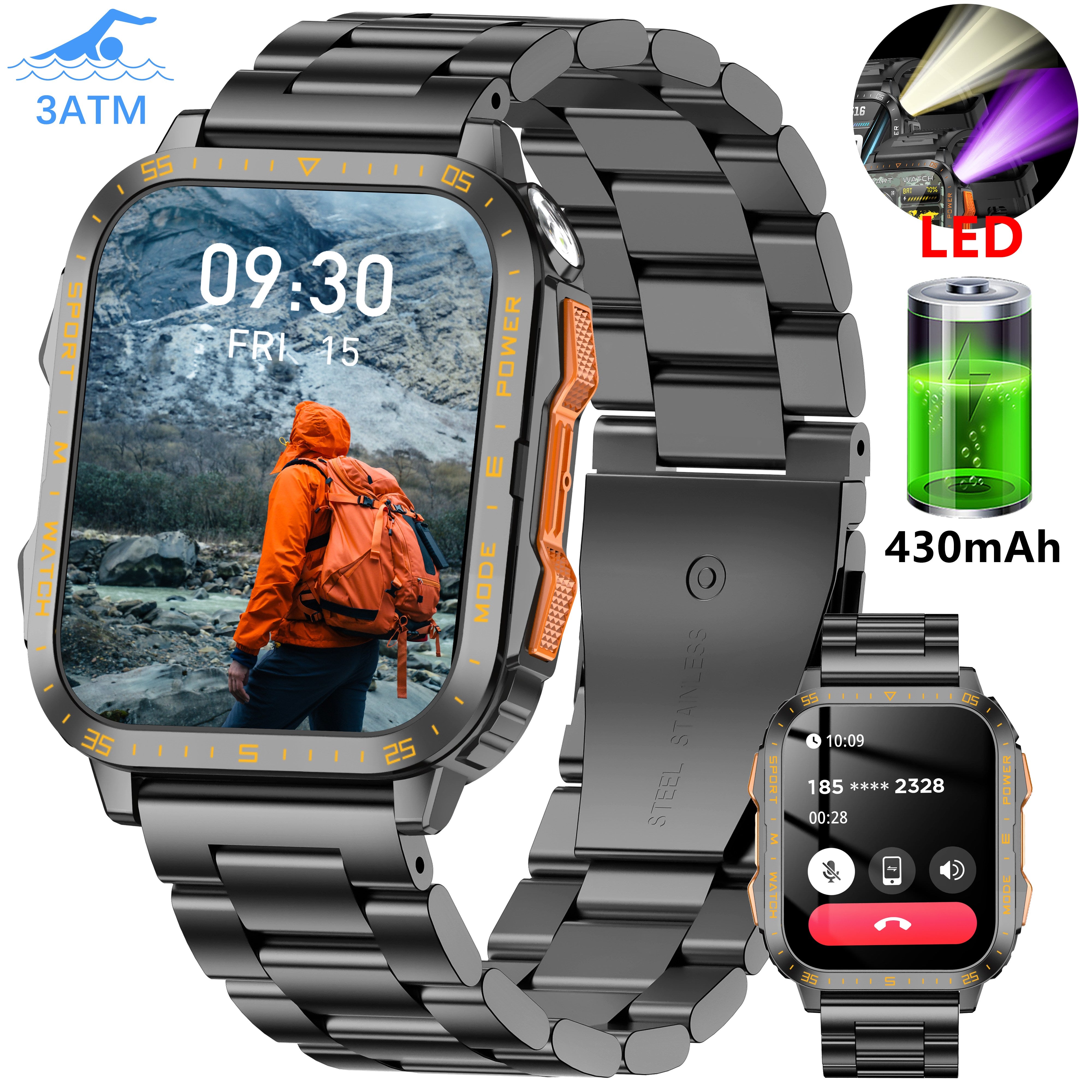 HD 4.98cm Smartwatch with 100+ Sports Modes AI Voice Assistant Sleep Monitoring Fitness Tracker for iOS Android