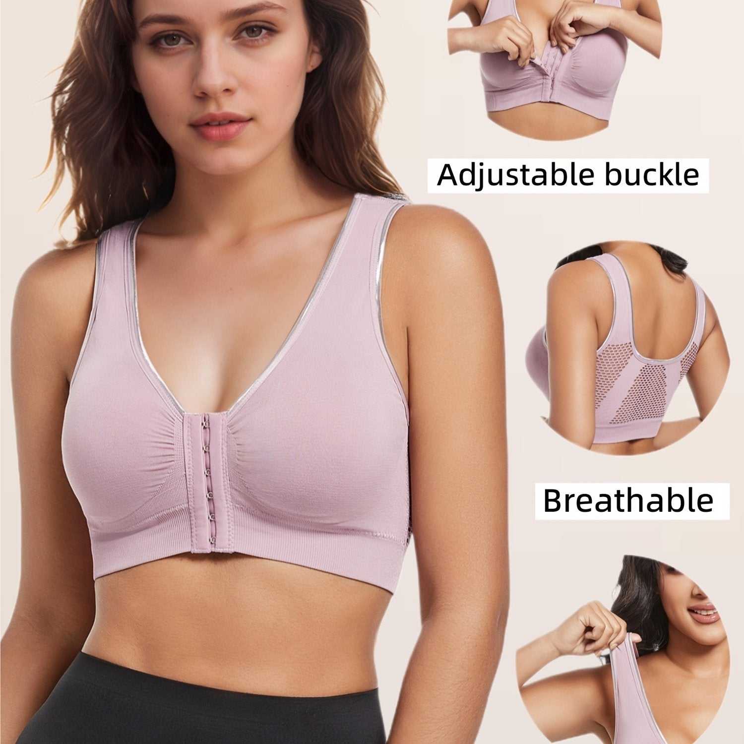 Plus Size Sports Bra Wireless Seamless Breathable Mesh Adjustable For Yoga Fitness