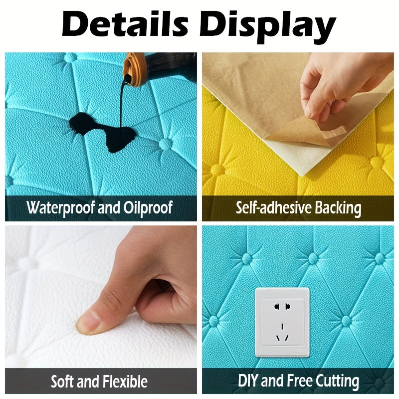 10 dona 70x35cm suv o'tkazmaydigan, o'z-o'zini yopishtiradigan 3D devor stikerlari, yotoqxona va mehmonxona uchun dekoratsiya