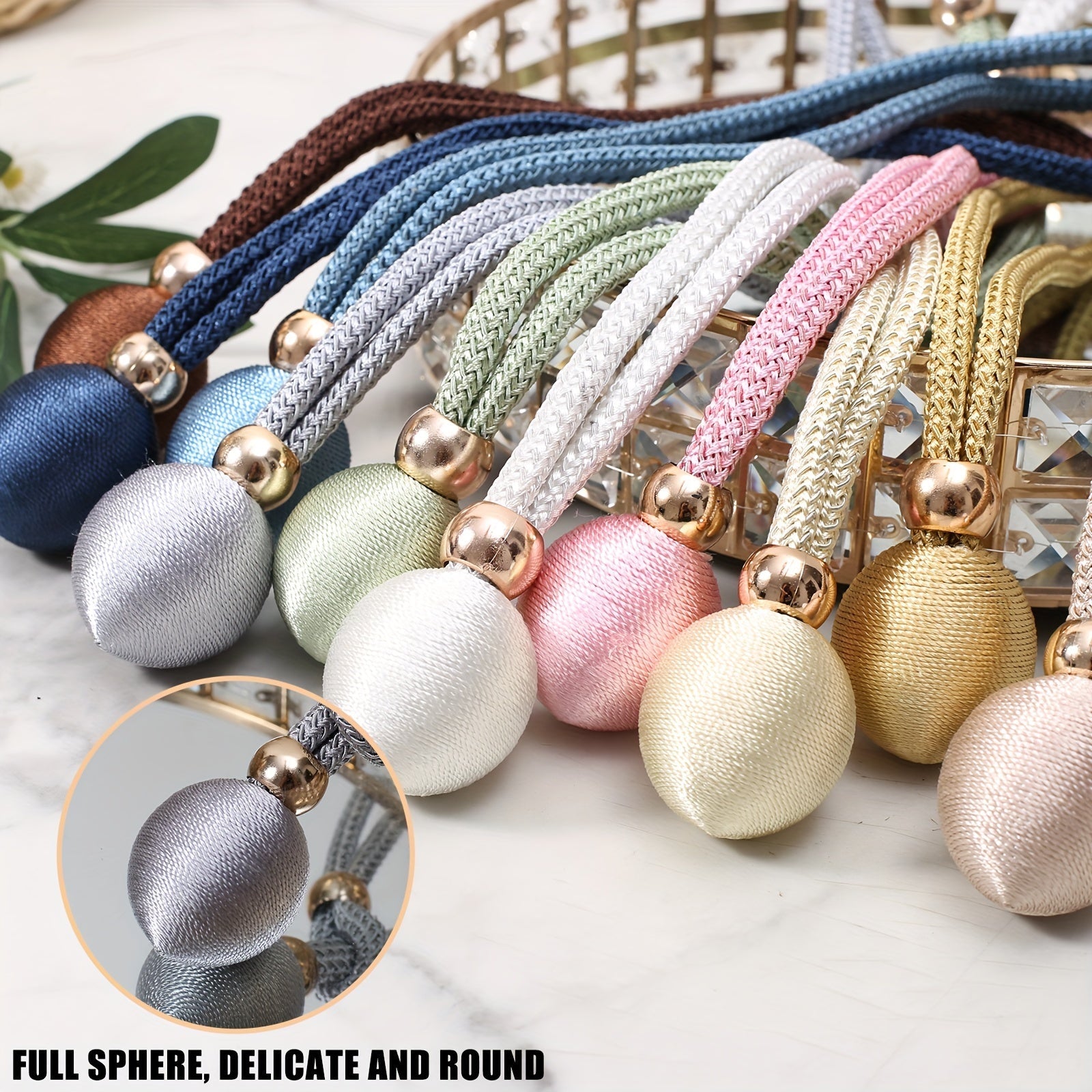 Set of 2 Modern Polyester Elastic Tiebacks for Thick Curtains, Adjustable Window Decor