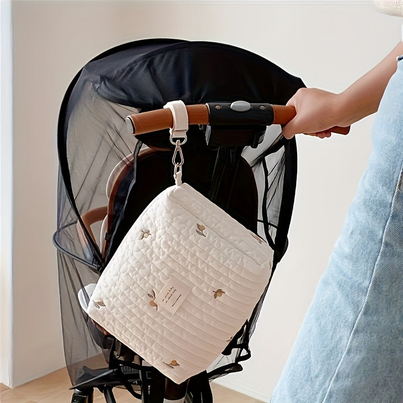 Multifunctional Quilted Diaper Bag with Embroidery for Moms and Babies