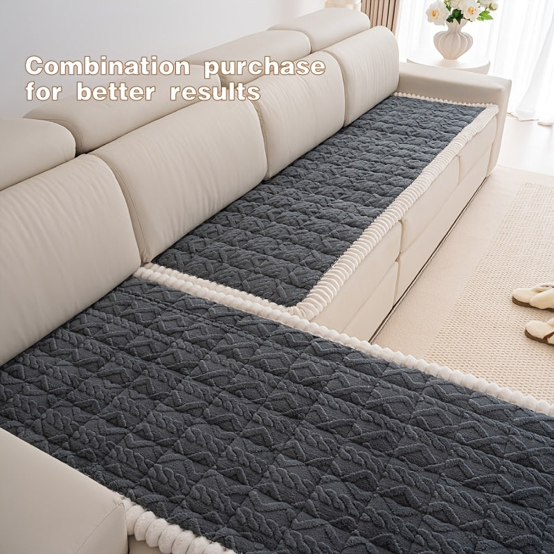 Bohemian Quilted Sofa Cover Plush Fabric Non-Slip Machine Washable Decorative