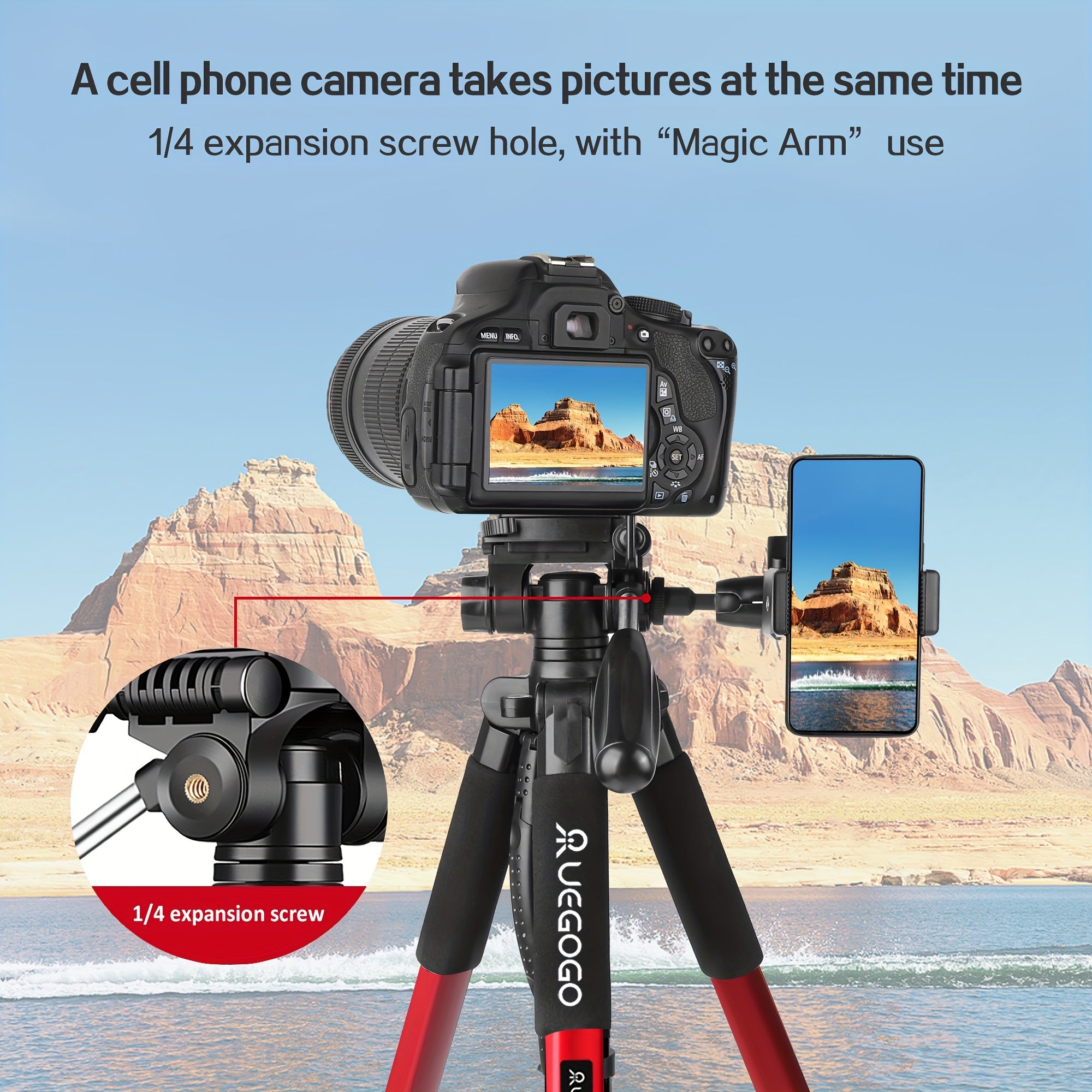 Lightweight Digital SLR Tripod Camera Stand with Detachable Gimbal Aluminum Alloy