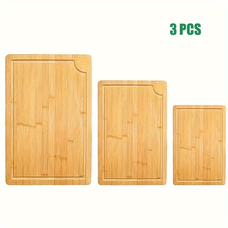 Wooden Cutting Boards Set with Juice Grooves and Serving Boards for Kitchen