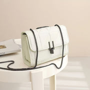 Women's Quilted PU Shoulder Bag with Chain Strap and Turn-Lock Closure