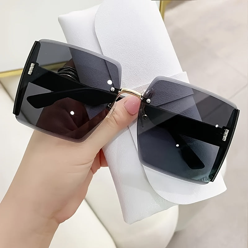 Women's Oversized Square Sunglasses with Gold Frame for Daily Wear Hiking and Trekking