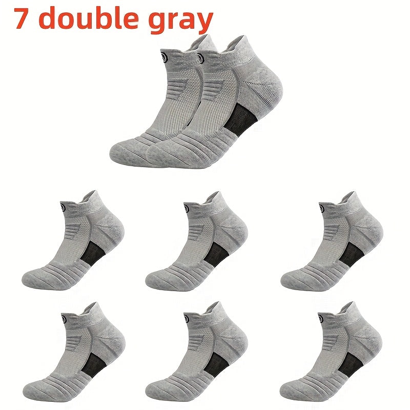Men's Athletic Compression Socks 5 Pairs Breathable Sweat-Wicking Polyester Gray Black White
