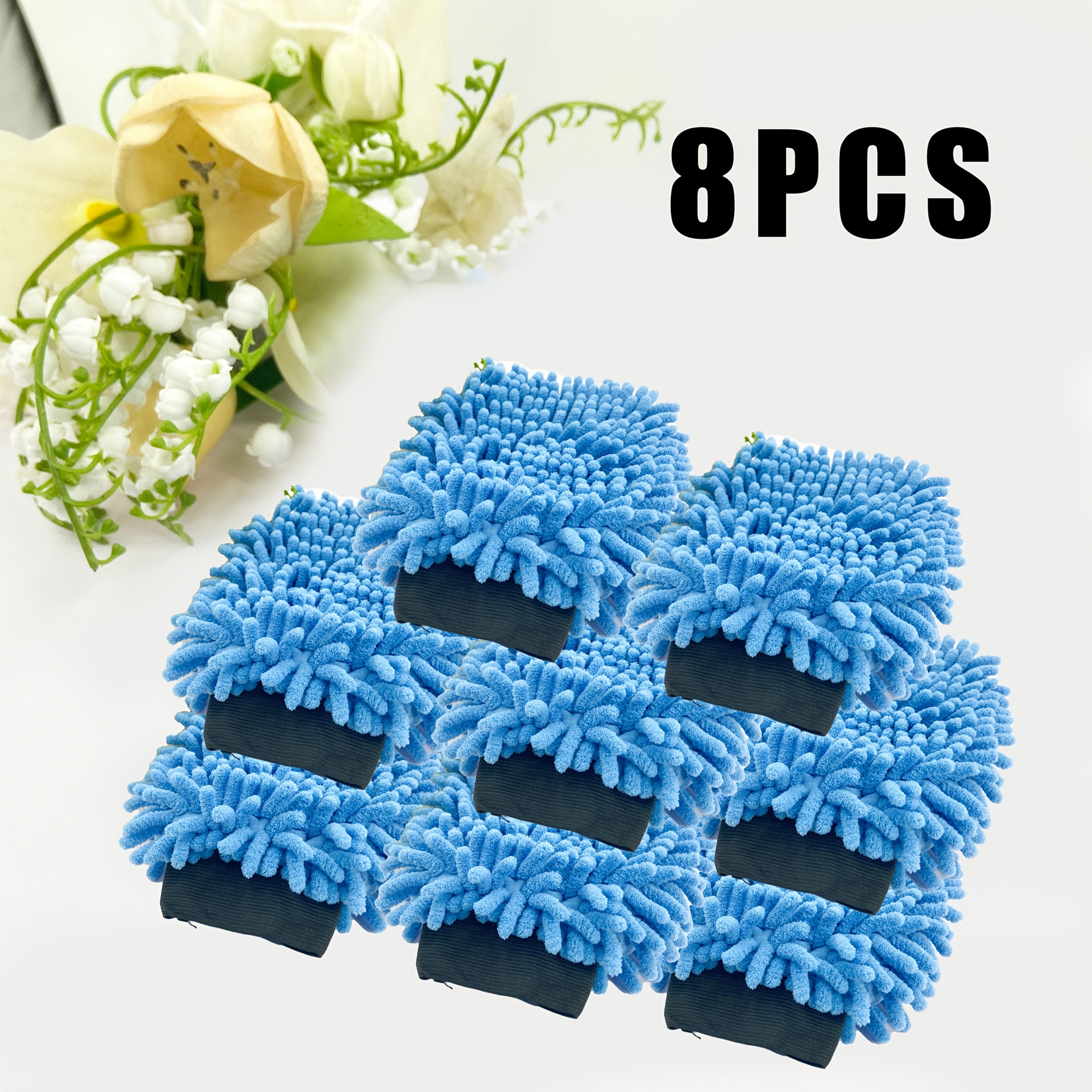 2-Pack Microfiber Car Wash Gloves Gray Blue Green Regular Size