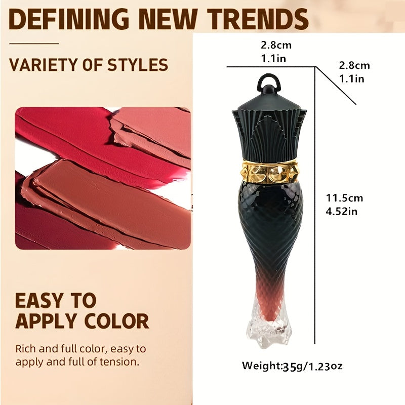 Brillo de labios mate de terciopelo para mujer, tono nude, de larga duración, hidratante, lápiz labial rojo