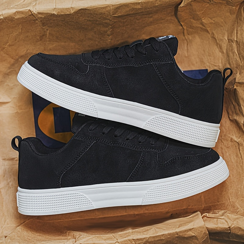 Мужские повседневные кроссовки в уличном стиле, однотонные, дышащий искусственный верх, нескользящая ПВХ подошва, низкий топ