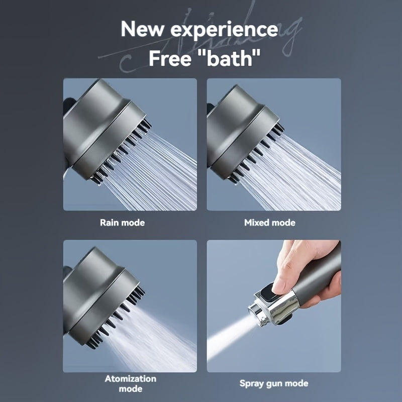 Cabezal de ducha de alta presión ajustable con panel de acero inoxidable de un toque para detener el agua