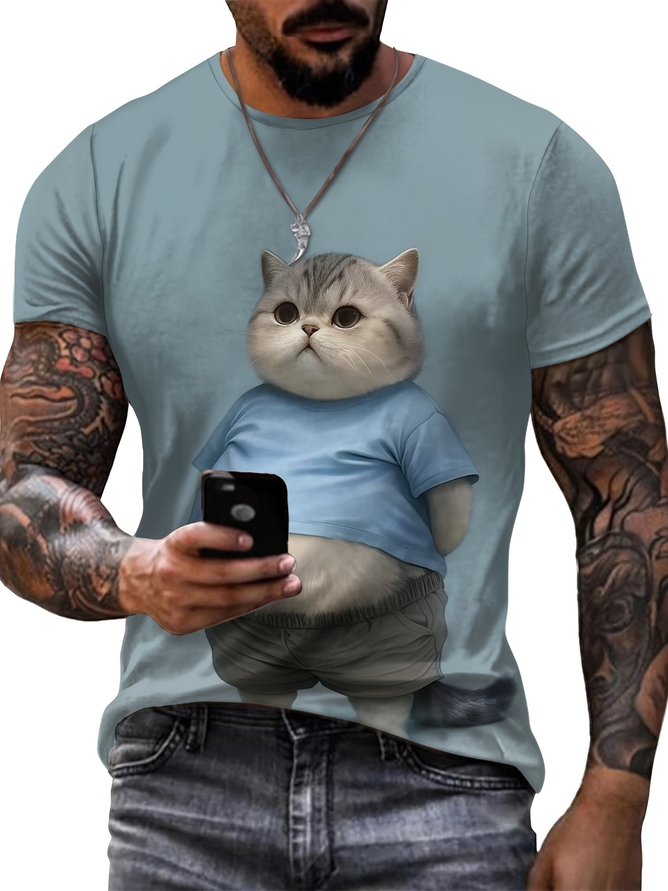 Adult and Teen 3D Cat Print T-Shirt Short Sleeve Knit Polyester Casual Summer Spring Fall