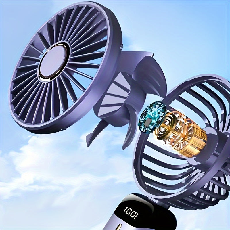 Portable Handheld Fan with USB Charging Foldable Desk Fan Digital Display for Office Outdoor Travel