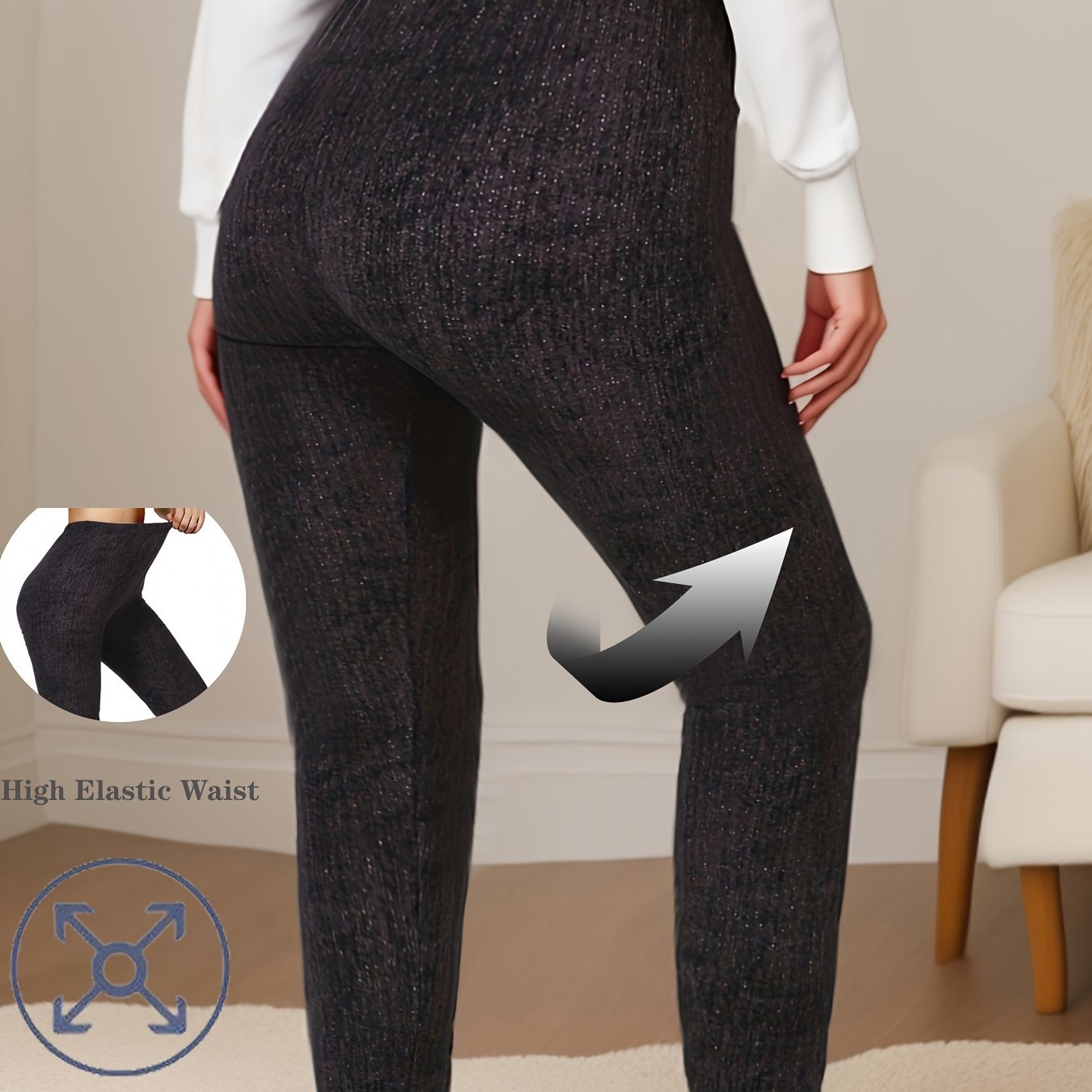 Women's High Elastic Hemp Dot Skinny Leggings for Workout and Casual Wear