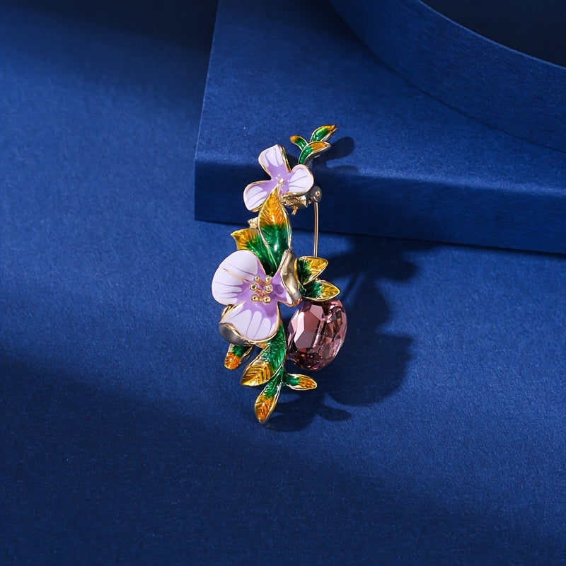 Elegant Iris Flower Brooch Pin Alloy Jewelry with Oil Drop Finish for Suits and Collars