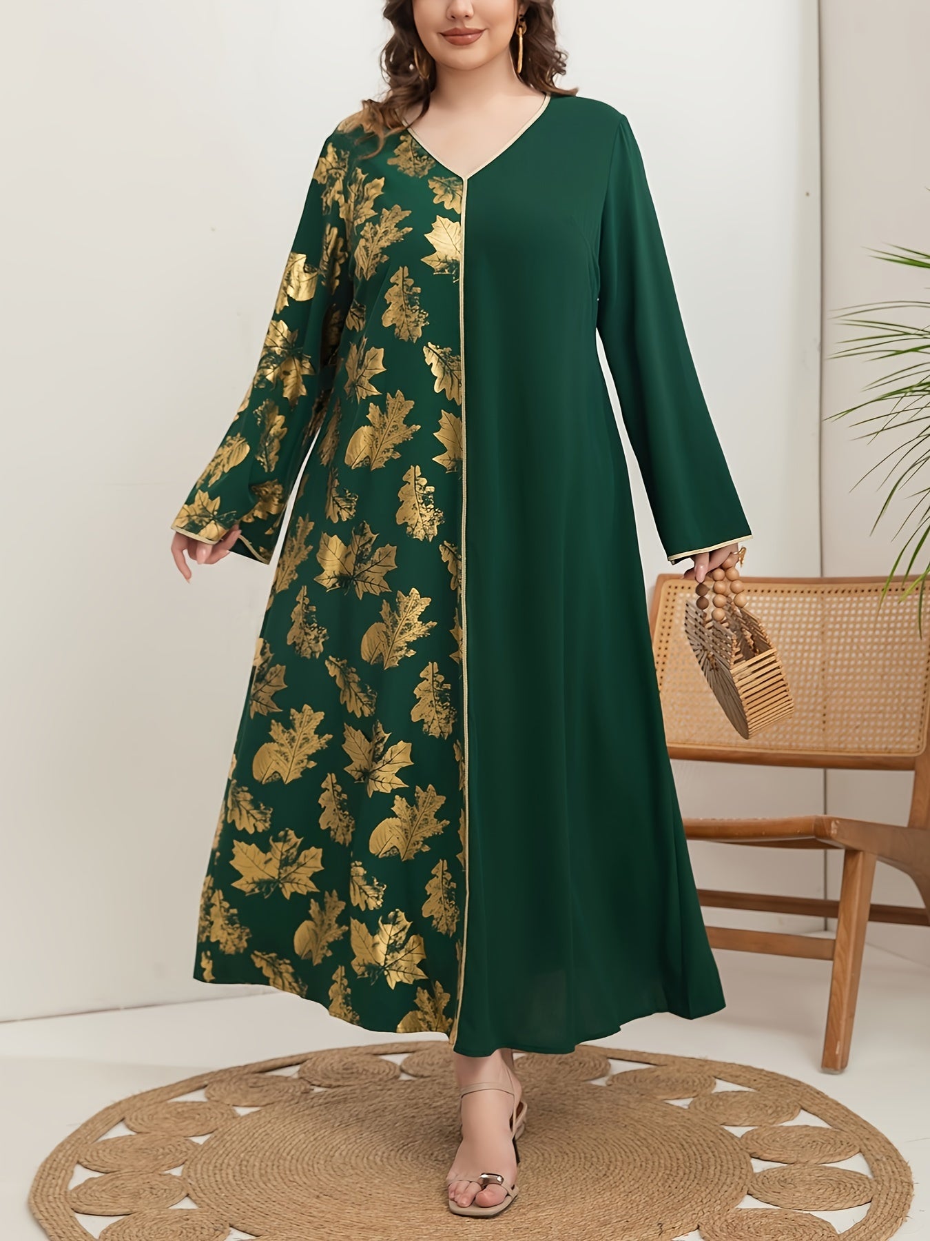 Women's V-Neck Tunic Dress Polyester All-Season Woven Slight Stretch