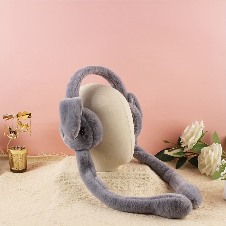 Soft Knitted Bunny Ear Ear Warmers, Stretchable Polyester, Hand Washable, Cozy Ear Protection