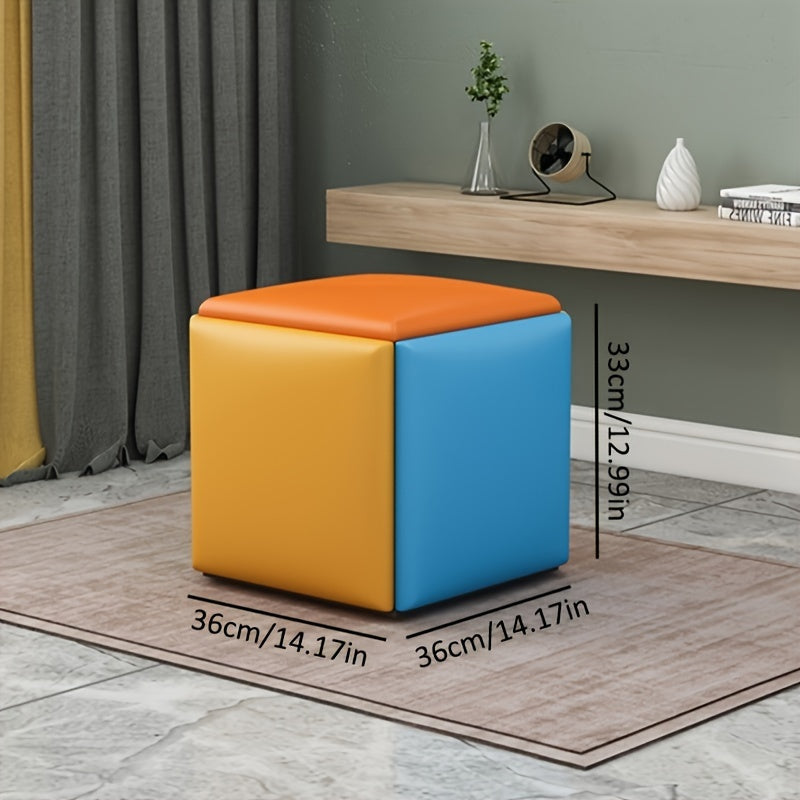 Shimoliy uslubidagi ottoman, yashirin metall ramkali, rang-barang qoplamada 5-in-1 modulli stul, turli muhitlar uchun mukammal - sariq/kulrang/ko'k/yashil va boshqalar.