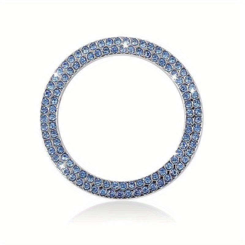 Car Decor Blue Artificial Diamond Rhinestone Switch Button Ring