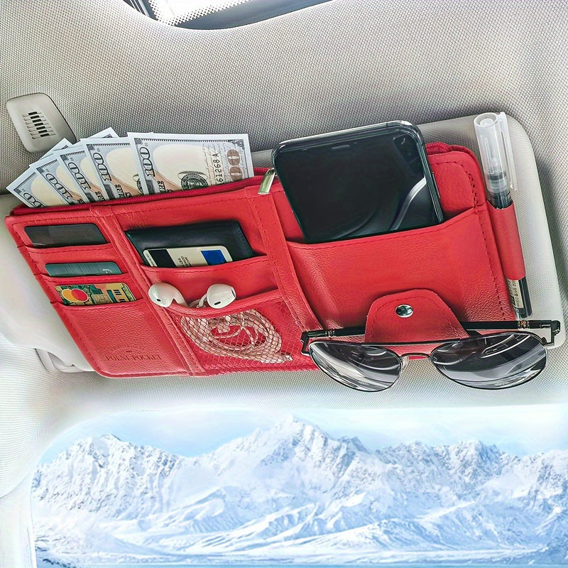 Car Sun Visor Organizer Multi-Functional Storage Bag Sunglasses Holder with Zipper