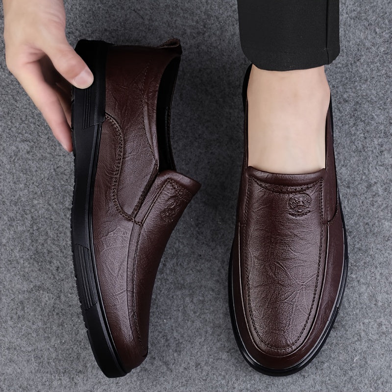 Men's Slip On Loafer Shoes Leather Casual Round Toe for Fall Spring Summer Winter