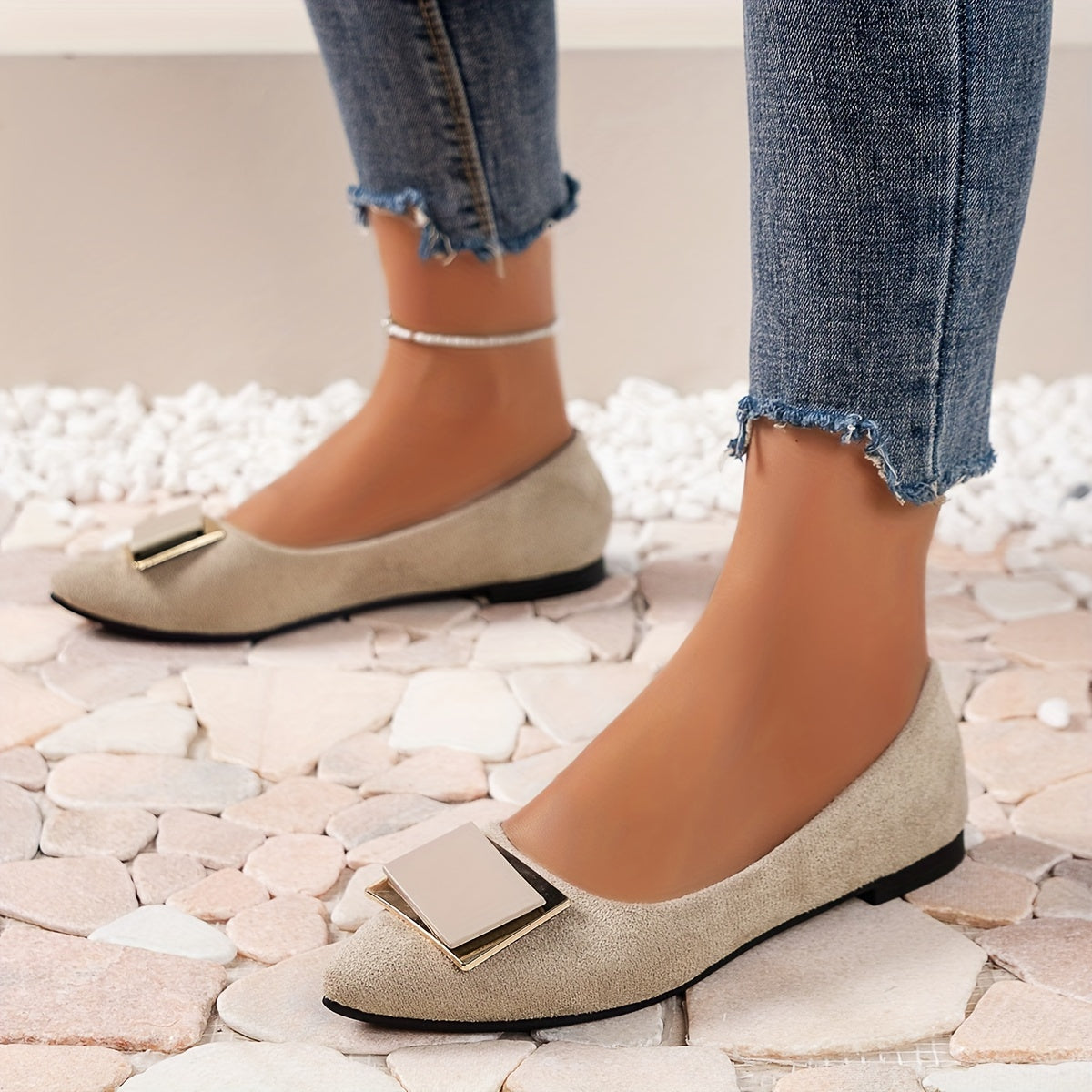 Women's Black Pointed Flat Work Shoes Spring Autumn Versatile Comfortable