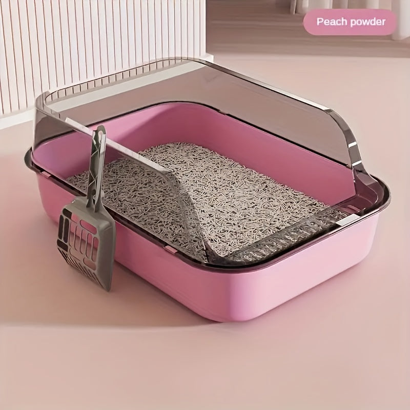 Plastic Cat Litter Box with Shovel Square High Edge Design Easy to Clean