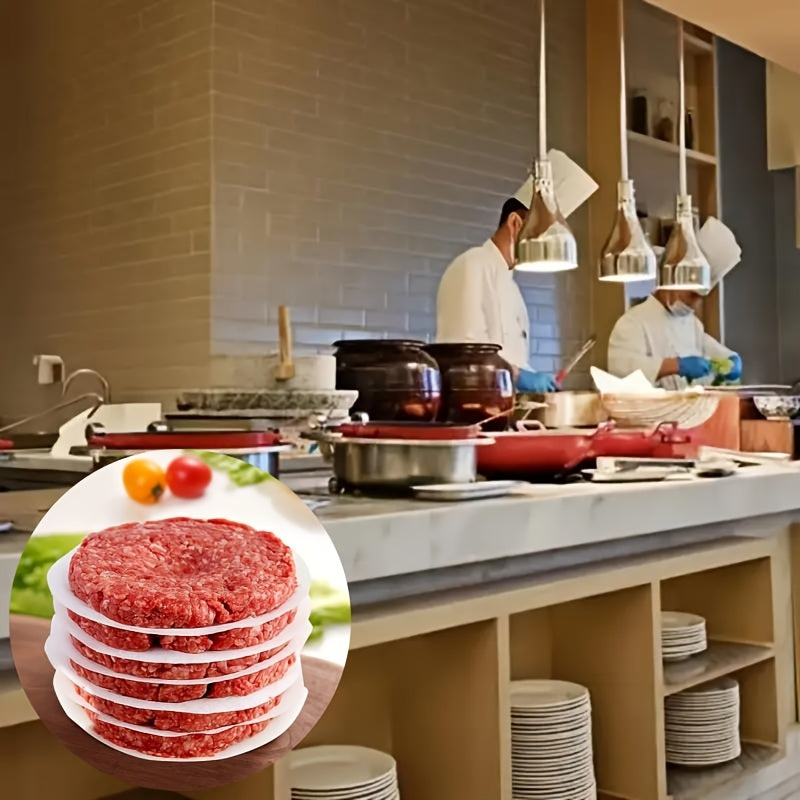 100 Pieces Non-Stick Hamburger Patty Paper Oil Absorbing Sheets for BBQ Freezing