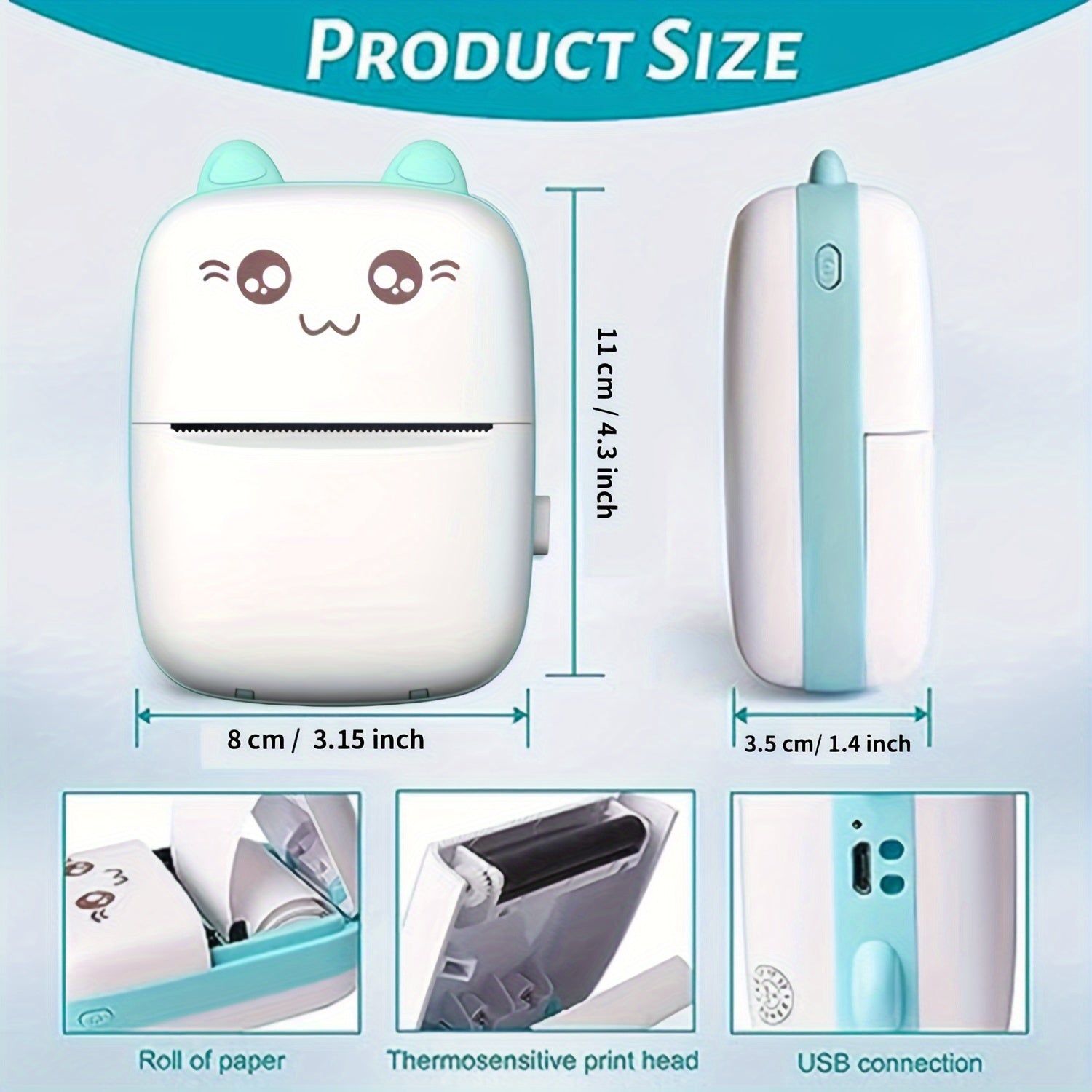 Portable Thermal Printer for Photos Labels and Lists Wireless Rechargeable