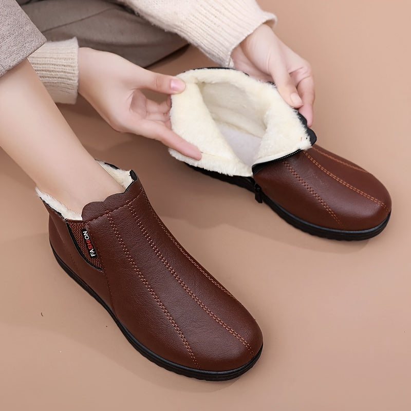 Botas de nieve de invierno para mujer con forro de felpa y suela de goma antideslizante tallas grandes