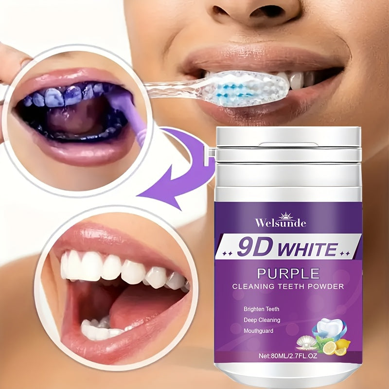 2.7oz Purple Whitening Toothpaste Powder with Lemon Mint Baking Soda for Deep Cleaning