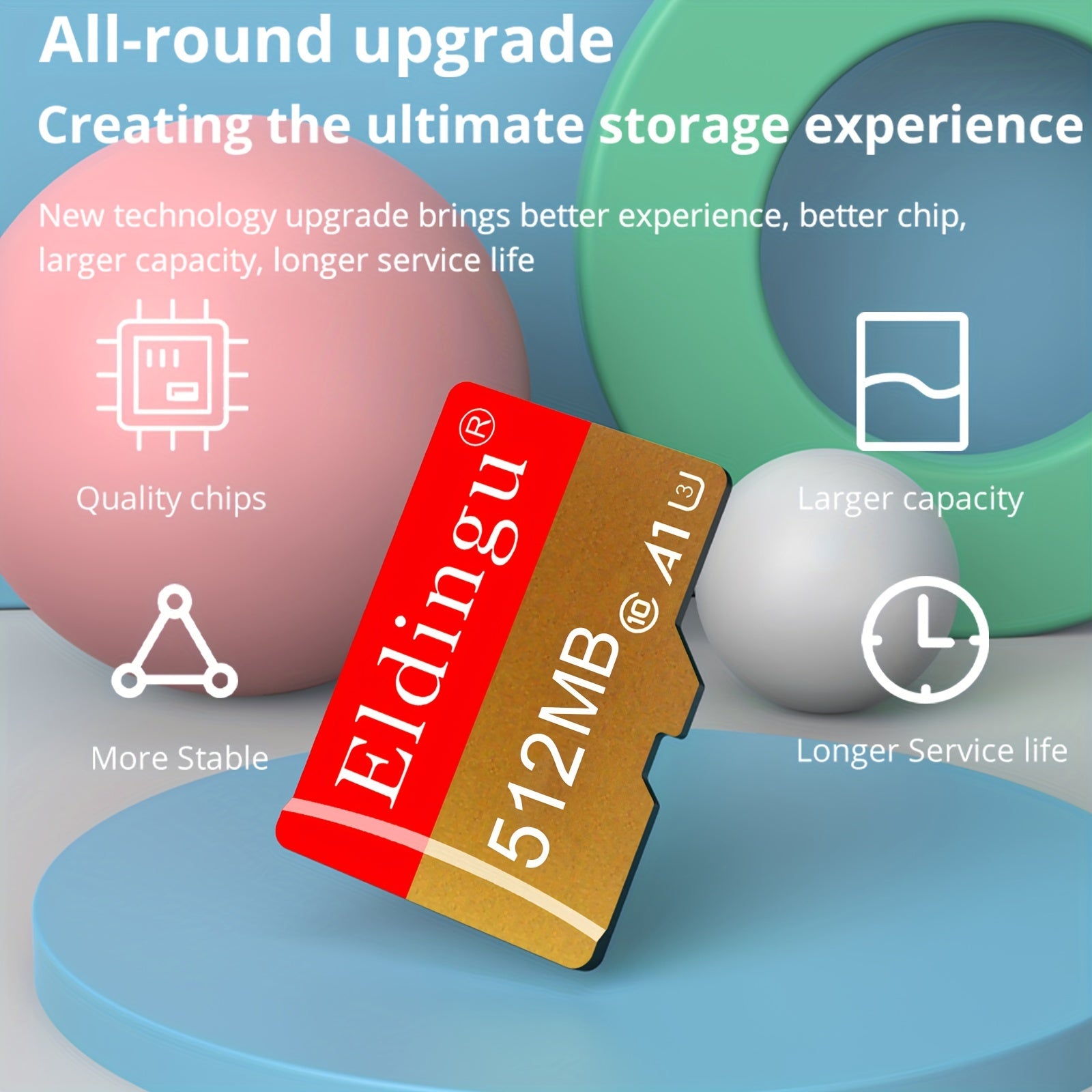 High-Speed Micro SD Card 64MB to 512MB Durable Gold Finish Compatible with Tablets Cameras Phones Laptops