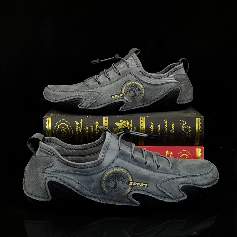 Lightweight Men's Casual Business Shoes Rubber Sole Slip-On Round Toe Solid Color for Party