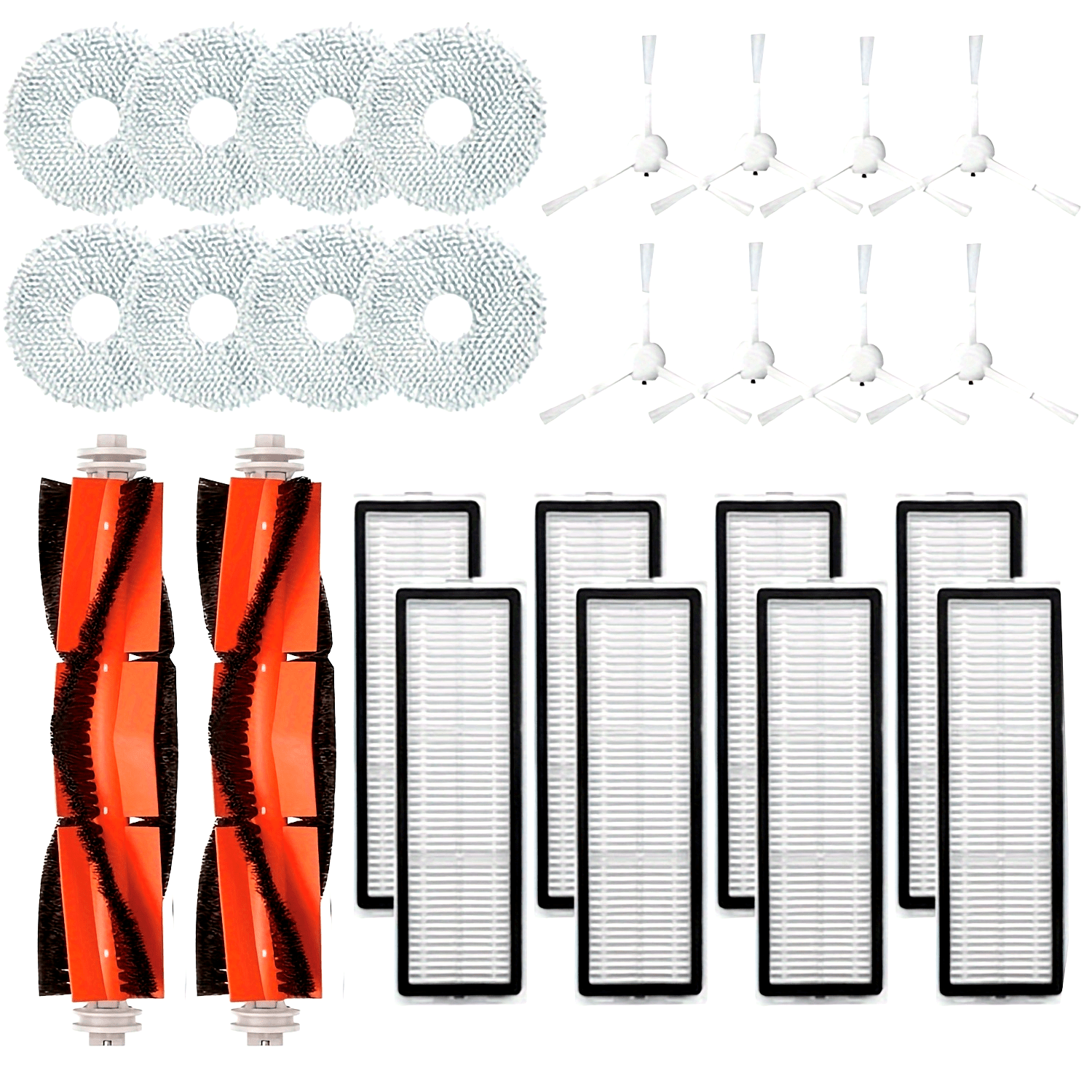 26-Pack Robot Vacuum Replacement Parts for Xiaomi X20/X20 Plus Main Brushes Side Brushes Filters Mop Cloths