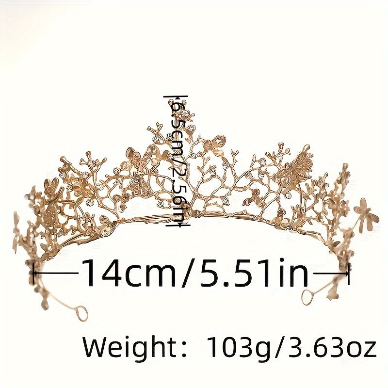 Oltin chayon tiara vintage gul bezak for kelinlar, prom, to'y kostyumi